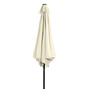 Ombrellone Derby Basic Lift Neo color naturale chiuso con meccanismo a manovella.