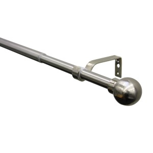 Gardinia Gardinenstangen-Set Kugel, Edelstahloptik, ausziehbar von 190 bis 340 cm.