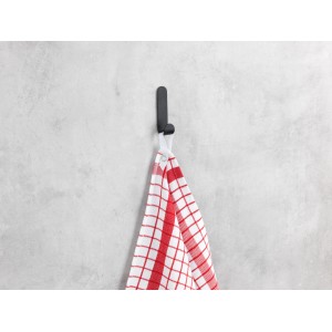 Wenko Ganci a muro Monel, set da 2, nero opaco, con strofinaccio. Accessorio da cucina per la parete.