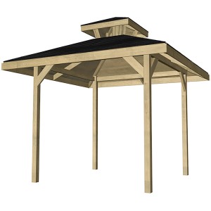 Weka Padiglione Oasi Giardino 651 Gr. 1 con tettoia, struttura in legno con tetto nero.