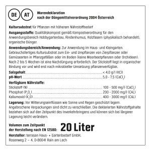 Dichiarazione del terriccio biologico GROW by OBI (20L) – composizione e note applicative.