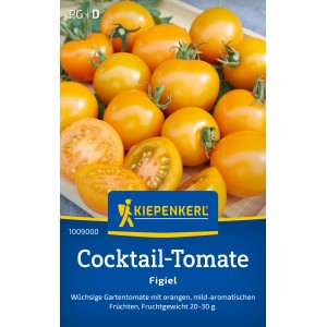 Tomate cocktail Kiepenkerl Figiel : tomates orange, oblongues, idéales pour les serres et les pots.