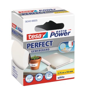 Ruban toilé Tesa Extra Power Perfect, blanc, 2,75 m x 38 mm, polyvalent.