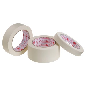 3-teiliges Flachkrepp-Klebeband Set in Beige, 19/30/50 mm breit, für Tapezierarbeiten.