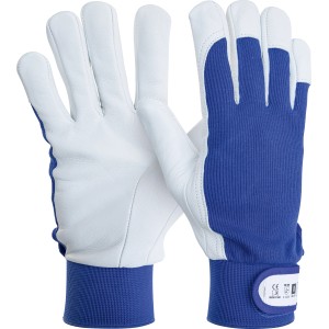 Guanti da lavoro LUX in pelle parziale taglia 10, bianco/blu, per fai da te e montaggio.
