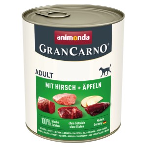Gran Carno cibo umido per cani Adult con cervo e mele, lattina da 800g.