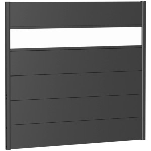 Pannello da parete frangivista Biohort, grigio scuro metallizzato, con inserto in vetro acrilico.