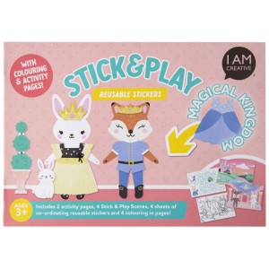 I Am Creative Stick-and-Play-Buch Fairy A5 mit Feen- und Schlossmotiven zum Bekleben.