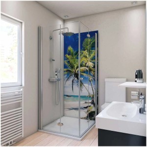 Pannello posteriore doccia Breuer con palme nella doccia, 90x210 cm.