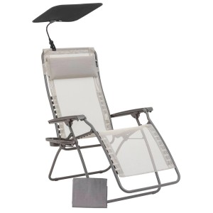Lafuma Relaxliege Zen Edition Seigle con accessori: lettino prendisole con parasole e portabevande.