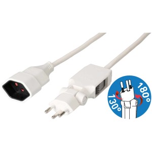 Rallonge blanche Max Hauri avec prise ClipClap rotative, longueur 3 m.