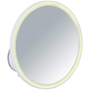 Miroir cosmétique à LED Wenko Isola, blanc, avec grossissement 5x et ventouse.
