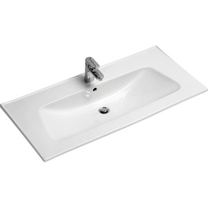 Vasque en céramique Pelipal Quantum Kompakt, blanc, 108x51 cm, avec robinet.