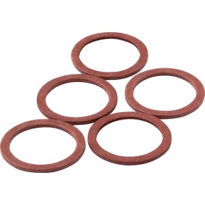Cinque anelli in fibra KÖRO, 23x30x2 mm, marrone rossiccio, per sigillatura e acqua potabile.