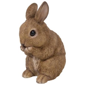 Sitzendes Hasen-Baby von Vivid Arts, braune Gartendeko-Figur mit großen Augen.
