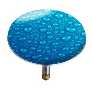 Wenko Bonde de baignoire Pluggy Waterdrop avec motif gouttes d'eau bleues.