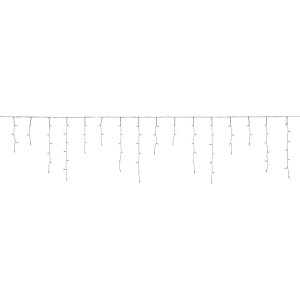 Guirlande lumineuse OBI stalactite 24m, 800 LED blanc chaud pour extérieur. Câble foncé, brins pendants.