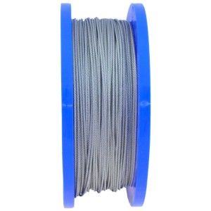Fil d'acier, 2 mm, sur bobine bleue. Vendu au mètre pour fil et construction de clôtures.