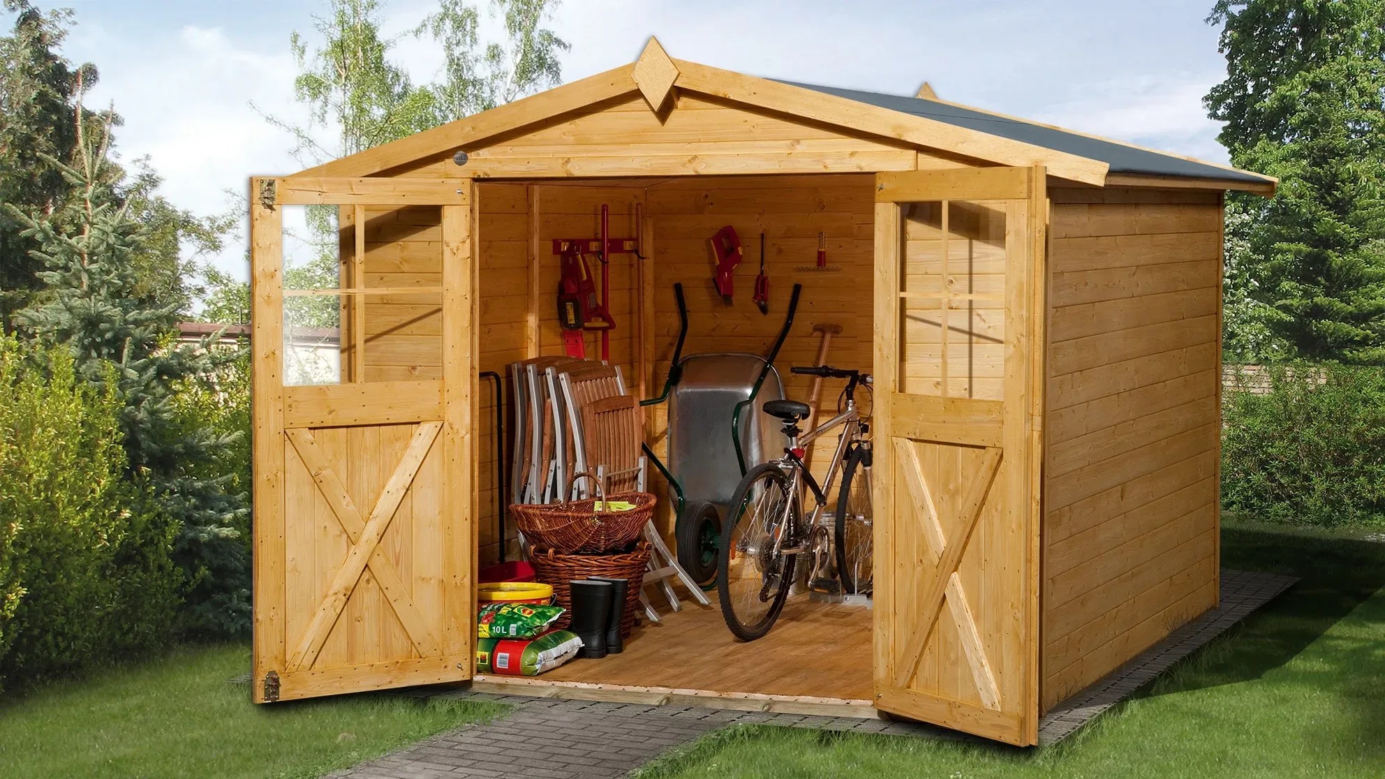 Weka Abri de jardin en bois Parma D Chêne lasuré clair 254 x 194 cm — free download