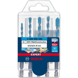 Jeu de forets Bosch Expert Multi Construction, 5 pièces, Ø 4-8 mm, foret universel pour divers matériaux.