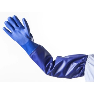 Guanti protettivi in PVC blu, 68 cm di lunghezza, taglia 7.5, per giardinaggio e laghetti.