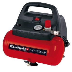 Einhell Compresseur TH-AC 190/6 OF : Compresseur compact sans huile avec réservoir de 6 L et poignée.