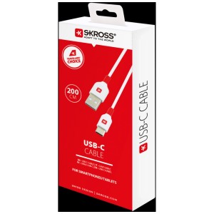 Cavo Skross USB-A a USB-C, 2m, bianco. Cavo dati e ricarica per computer e multimedia.