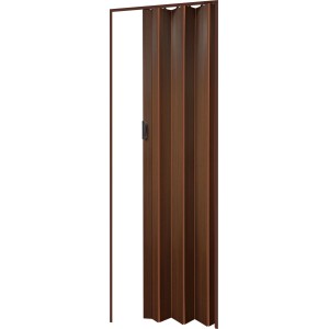 Grosfillex Falttür Una in dunkler Lärche, 205x84 cm. Platzsparende Tür für den Innenbereich.