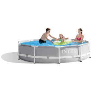 Intex Frame Pool Set Prism Rondo, Ø 305 cm, con famiglia in acqua.