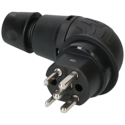Stecker T25 Schwarz gewinkelt 5-polig / IP55 / 440 V