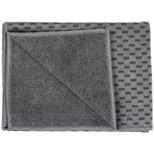 Set di strofinacci in microfibra grigia (2 pz) di Wenko, 40x60cm, con lato a quadri e a pelo alto.