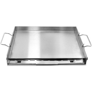 Plaque de cuisson Jamestown Plancha en acier inoxydable, aspect métal poli pour barbecues.