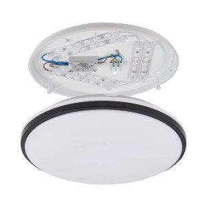 Plafonnier LED CCT Eglo Expert Margidore Ø 34 cm noir. Plafonnier avec carte LED et trois couleurs de lumière.