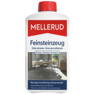 Mellerud Detergente per Gres Porcellanato, flacone da 1 l per pulizia senza aloni di piastrelle e pavimenti in pietra.