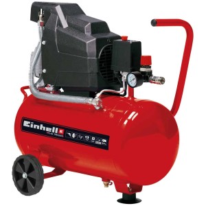 Compresseur rouge Einhell TC-AC 190/24/8 avec réservoir de 24 litres et manomètre.