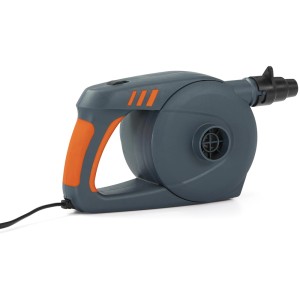 Pompa ad aria elettrica Bestway Powergrip, 1100 l/min, grigio/arancio, con manico e cavo.