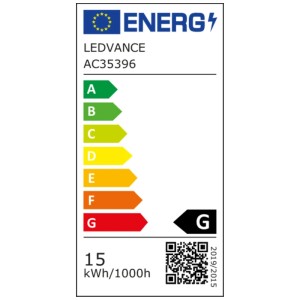 Étiquette énergétique de la lampe spéciale Osram T26 15W, classe d'efficacité énergétique G.