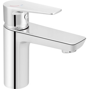 Miscelatore lavabo baliv lucido cromato. Moderno monocomando per lavabo con indicatore rosso-blu.