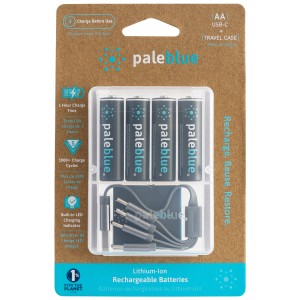 Pale Blue AA USB-C batterie ricaricabili, confezione da 4. Batterie Mignon con porta USB-C.
