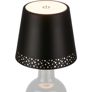 Brilo Flaska luce da bottiglia a batteria, nera, con paralume traforato, come luce decorativa per bottiglie.