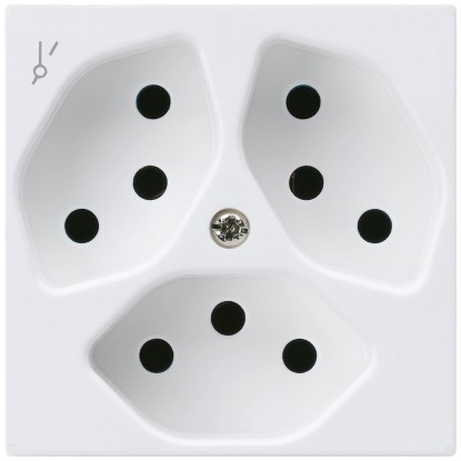 Hager Steckdose Kallysto 3 x T13 1S Einsatz + Frontplatte Weiss