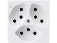 Hager Steckdose Kallysto 3 x T13 1S Einsatz + Frontplatte Weiss