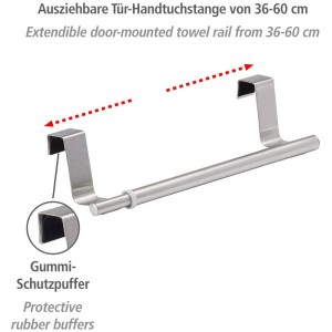 Wenko portasciugamani telescopico in acciaio inox opaco, estensibile 36-60 cm, per montaggio a porta.