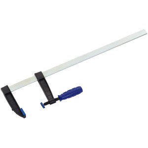 Serre-joint à vis LUX Classic, 600x120 mm, outil de serrage avec poignée bleue.