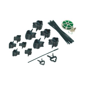 Kit de liens pour plantes de jardin 71 pièces : supports pour plantes vivaces, fil de ligature, clips pour plantes en vert.