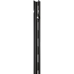 Guida a parete in metallo nero, 200 cm, a fila singola per mensole e scaffali.