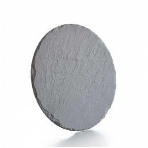 Assiette ronde en ardoise, Ø 20 cm, comme dessous de bougie ou élément décoratif.
