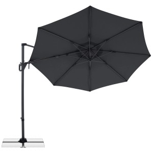Doppler Ampelschirm Life 310, anthrazit, Ø 310 cm. Dreh- und neigbarer Sonnenschirm mit UV-Schutz.