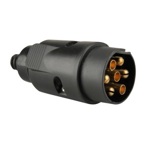 Spina Unitec a 7 poli in plastica, 12V per rimorchio auto.