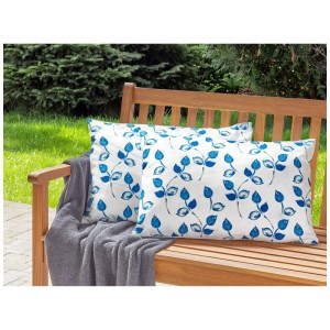 Beliani Cuscini giardino Torbora in poliestere bianco e blu 40 x 60 cm / set 2